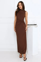 Radiant Petal Maxi Dress Brown