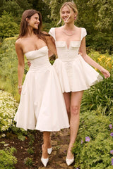 White Cotton Corset Mini Dress