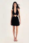 Velvet Heart Cut Out Halter Neck Mini Dress
