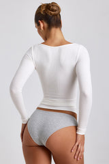 Tia-Ribbed Modal Long Sleeve Top in White