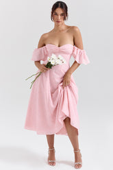 Perfectly Pink Floral Jacquard Midi Dress