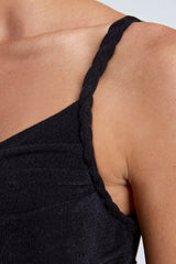 Ishtar-One Shoulder Cut Out Maxi Dress in Black