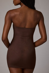 Intimates-Soft Mesh Mini Slip Dress in Deep Cocoa