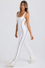 Soft Active Open-Back Jumpsuit in White