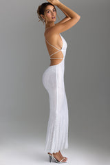 Magdalena-Embellished Cut-Out Maxi Dress in White