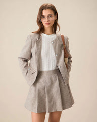 Khaki Pocket Pleated Mini Skirt