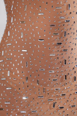 Antonella-Sheer Embellished Scoop Neck Evening Gown in Almond