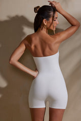 Jalen-Bandeau Neckline Short Unitard in White