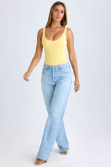 Reese-Scoop Neck Bodysuit in Lemon Sherbet