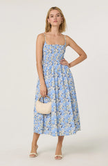 Smocked Floral Midi Dress