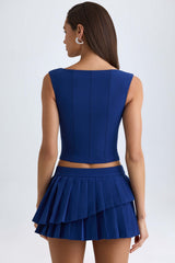 Kadie-Open-Front Crop Top in True Navy