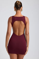 Coa-Modal High-Neck Open-Back Mini Dress in Plum