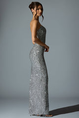 Jasella-Embellished Corset Gown in Silver