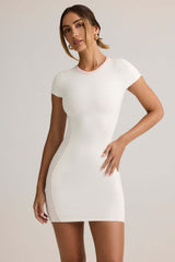Jazlyn-Modal Short-Sleeve Bodycon Mini Dress in White