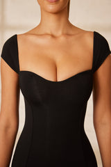 Dolcezza-Sweetheart Neckline Maxi Dress in Black