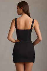 Acadia-Belted Cut-Out Mini Dress in Black