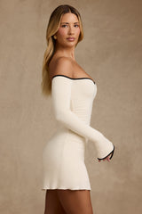 Stasia-Modal Off-Shoulder A-Line Mini Dress in Ivory