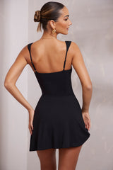 Jolie-Sweetheart Neckline Mini Dress in Black