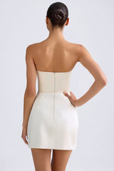 Haisley-Bandeau Structured Tulip Mini Dress in Ivory