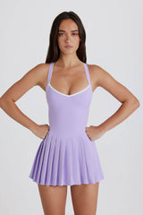 Soft Active Cross-Back Pleated Tennis Dress in Lilac