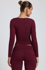 Emry-Modal Ruched Long-Sleeve Top in Plum