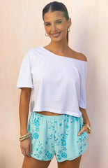 Paros Blue Beaded Mini Shorts