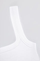 Seamless Soft Rib Square-Neck Tank Top in White
