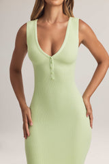 Mabel-Modal Button-Detail Maxi Dress in Sage Green
