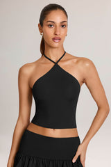 Aviora-Modal Halterneck Top in Black
