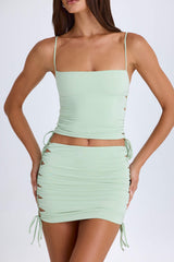 Francisca-Ruched Cut-Out Mini Skirt in Green