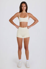 High-Waist Mini Shorts in Cream