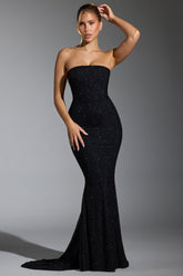 Florentina-Embellished Corset Gown in Black