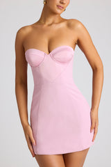 Eliska-Strapless A-Line Mini Dress in Soft Pink