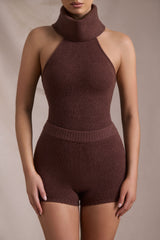 Sabra-Ribbed-Knit Shorts in Espresso
