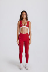 Soft Active Contrast Leggings in Dark Red