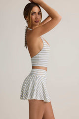 Kori-Modal Halterneck Tank Top in Blue Yellow Stripe