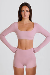 High-Waist Mini Shorts in Mauve