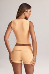 Lene-Modal Ribbed Button-Up Vest Top in Peach