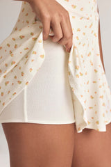 Annie-Modal Button-Detail A-Line Mini Dress in Floral Print
