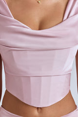 Malin-Draped Cowl Corset in Blush