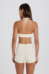 High-Waist Mini Shorts in Cream
