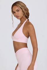 V-Neck Sports Bra in Pale Pink Marl