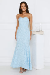 Sea Kissed Strapless Maxi Dress Blue