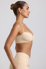 Jerika-Slinky Jersey Hardware Detail Halterneck Bralette in Buttercream