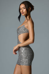 Sayzel-Embellished Cut-Out Mini Dress in Silver