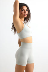 High Waist Define Luxe Mini Shorts in Grey