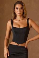Hannie-Lace-Up Corset Top in Black
