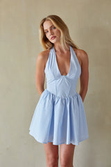 Yvonne Halter Corset Gingham Fit & Flare Mini Dress