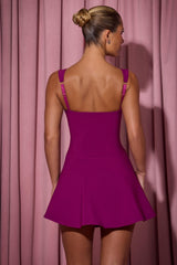 Janelle-Bow-Detail A-Line Mini Dress in Plum