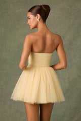 Dottie-Tulle Corset Mini Dress in Yellow